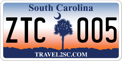 SC license plate ZTC005