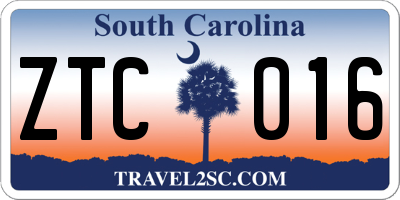 SC license plate ZTC016
