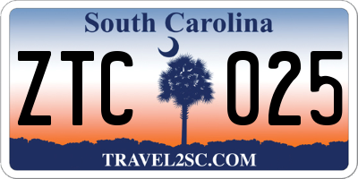 SC license plate ZTC025