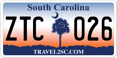 SC license plate ZTC026