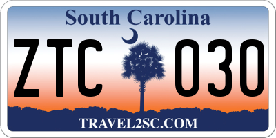 SC license plate ZTC030