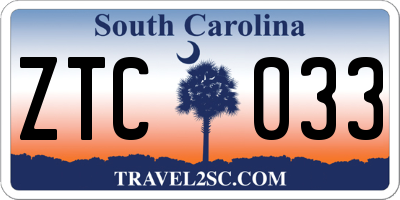 SC license plate ZTC033