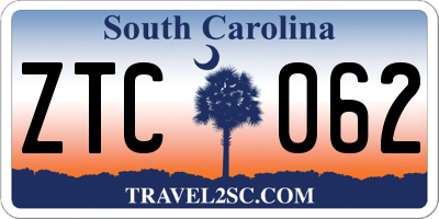 SC license plate ZTC062