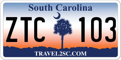 SC license plate ZTC103