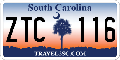 SC license plate ZTC116