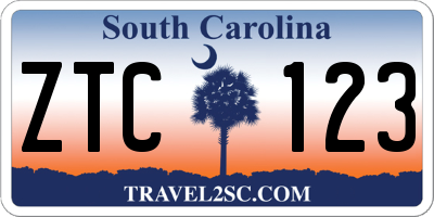 SC license plate ZTC123