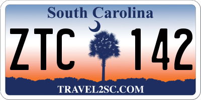 SC license plate ZTC142