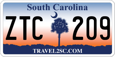 SC license plate ZTC209