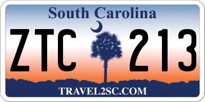 SC license plate ZTC213