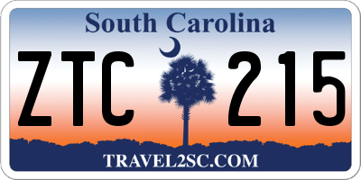 SC license plate ZTC215