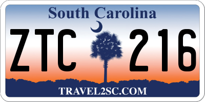 SC license plate ZTC216
