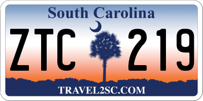 SC license plate ZTC219