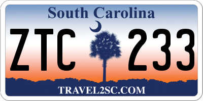 SC license plate ZTC233