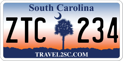 SC license plate ZTC234