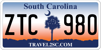 SC license plate ZTC980