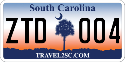 SC license plate ZTD004