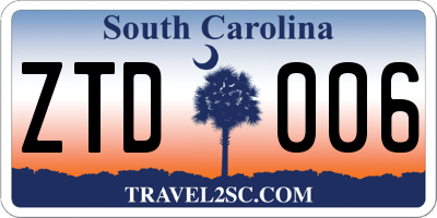 SC license plate ZTD006