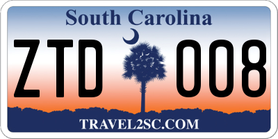 SC license plate ZTD008