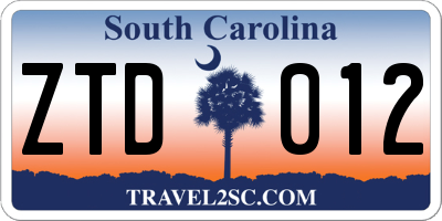 SC license plate ZTD012