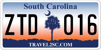 SC license plate ZTD016