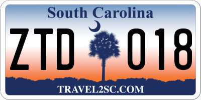 SC license plate ZTD018