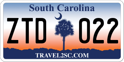 SC license plate ZTD022