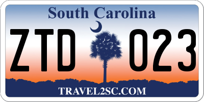 SC license plate ZTD023