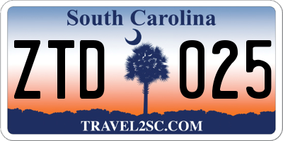 SC license plate ZTD025