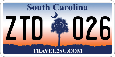 SC license plate ZTD026