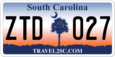 SC license plate ZTD027