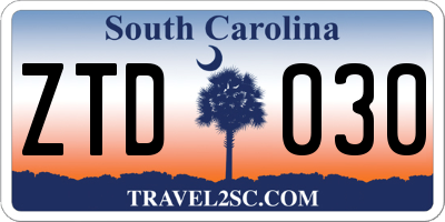 SC license plate ZTD030