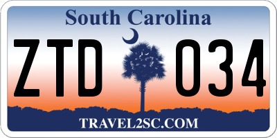 SC license plate ZTD034