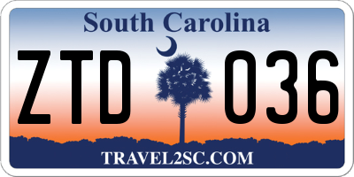 SC license plate ZTD036