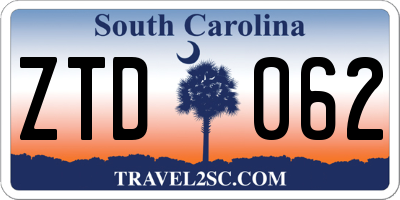 SC license plate ZTD062