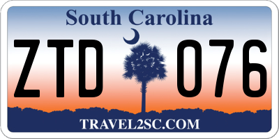 SC license plate ZTD076