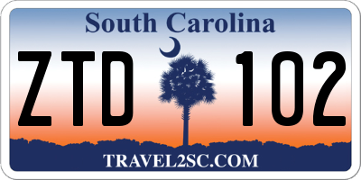 SC license plate ZTD102
