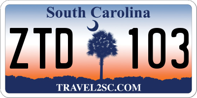 SC license plate ZTD103