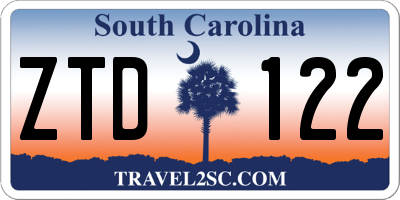 SC license plate ZTD122