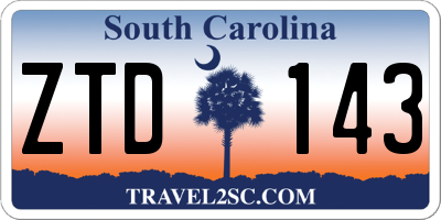 SC license plate ZTD143