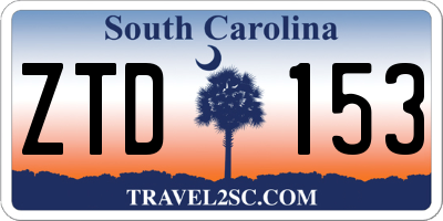 SC license plate ZTD153
