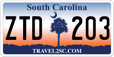 SC license plate ZTD203