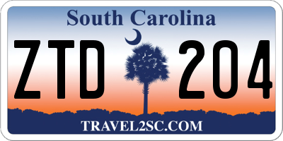 SC license plate ZTD204