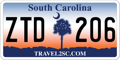 SC license plate ZTD206