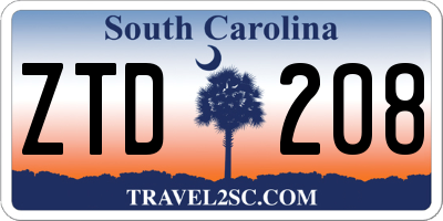 SC license plate ZTD208