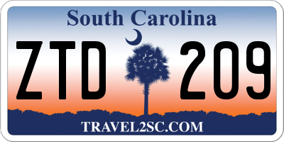 SC license plate ZTD209