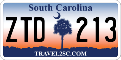 SC license plate ZTD213