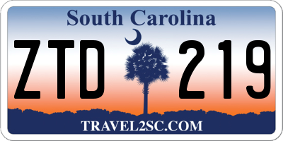 SC license plate ZTD219