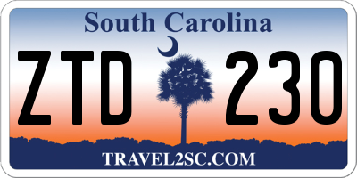 SC license plate ZTD230