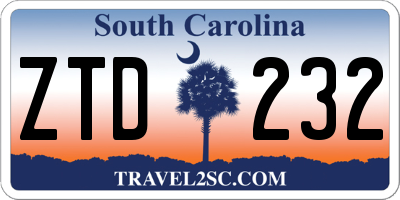SC license plate ZTD232