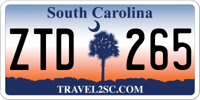 SC license plate ZTD265